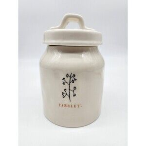 rae dunn Parsley canister with lid  Artisan Older Style 7" EUC